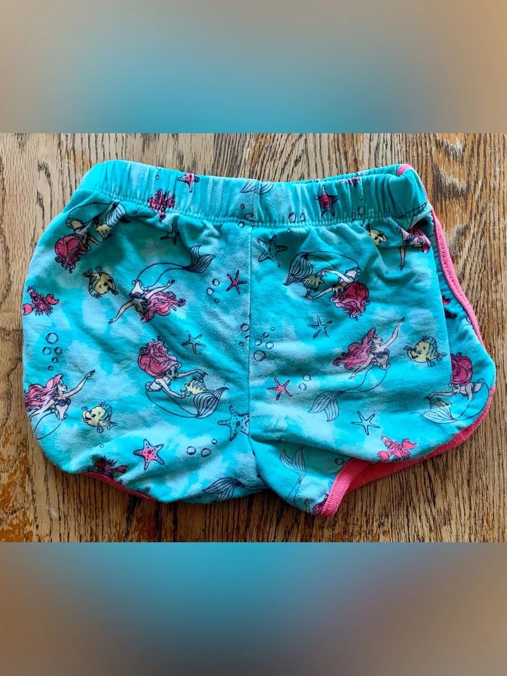 Disney Princess Cotton Little Mermaid Shorts Sebastian Flounder Tie Dye Teal
